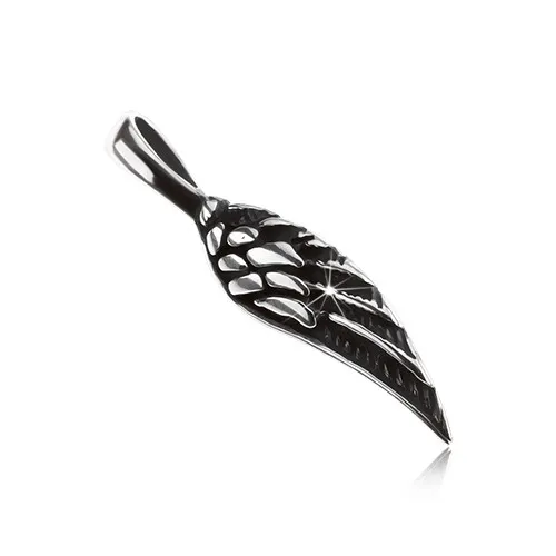 Stříbrný přívěsek 925, andělské křídlo s patinou, ozdobné gravírování