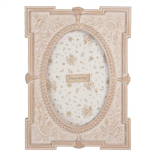Růžový antik fotorámeček zdobený květy - 15*2*21 cm / 10*15 cm Clayre & Eef
