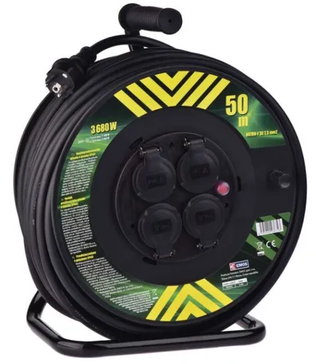 Emos prodlužovací buben - 4 zásuvky, 50m, 2.5mm, guma, IP44