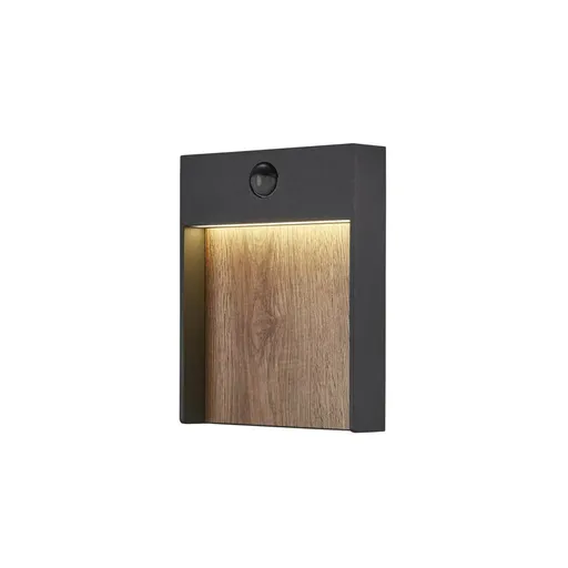 SLV BIG WHITE FLATT SENSOR Outdoor, nástěnné LED svítidlo, 3000K, IP65, antracitové/hnědé 1002955