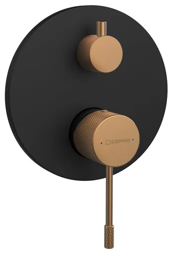 SAPHO SOLARIS podomítková sprchová baterie, 2 výstupy, černá/měď mat WD042PG