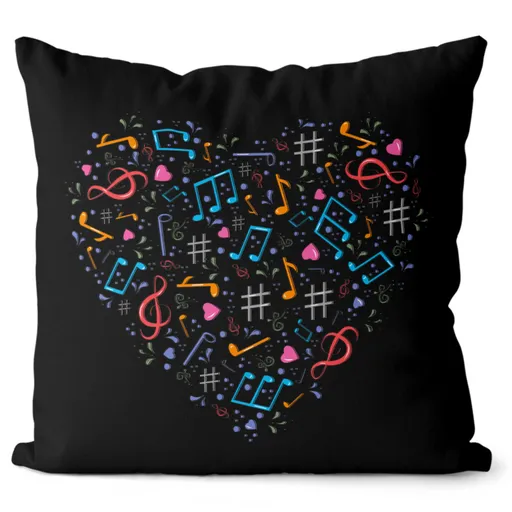 Polštář Srdce z not (Velikost: 55 x 55 cm)