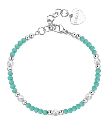 S'Agapõ Ocelový korálkový náramek s umělými perlami Glint SGI17