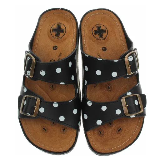 Dámské pantofle Medi Line S182.002 black dots 39