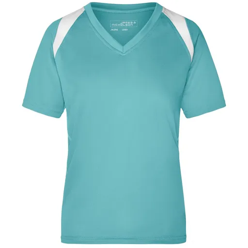 James & Nicholson (Daiber) Dámské běžecké tričko s krátkým rukávem JN396 - Mátová / bílá | XL