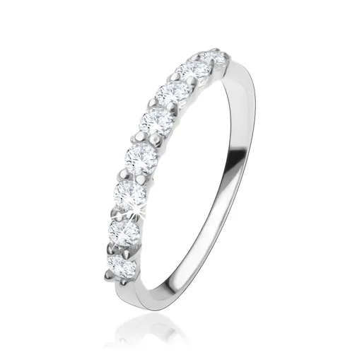 Zásnubní prsten ze stříbra 925, pás čirých zirkonů, hladká ramena - Velikost: 59