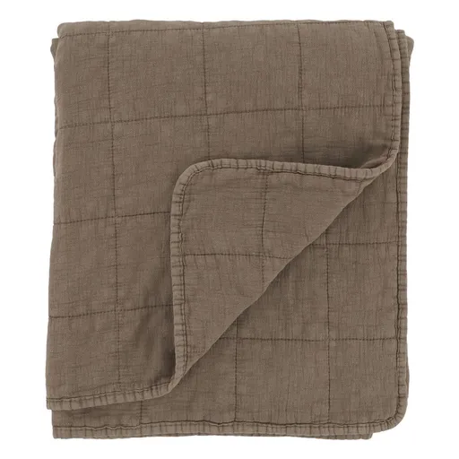 Hnědý přehoz s opraným vzhledem Aix Vintage Quilt - 130*180 cm Chic Antique