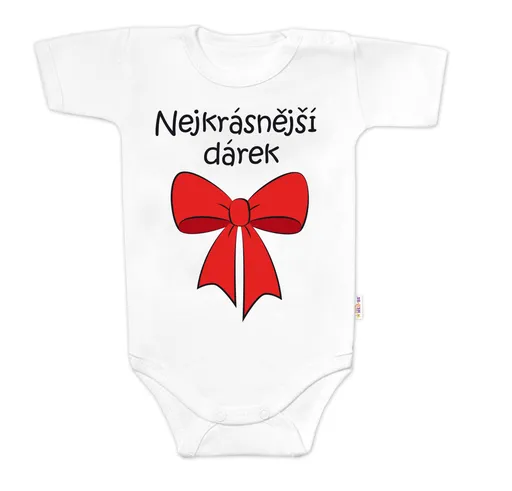 Baby Nellys Body kr. rukáv - Nejkrásnější dárek, bílé, vel. 56