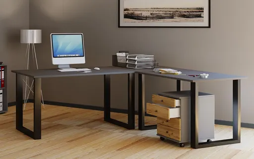 VCM Rohový stůl Lona 130x130x50 U-nohy, antracit