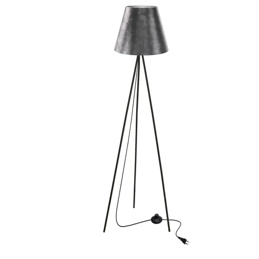 Stojací lampa PLATINO černá 1x40W E27 stříbrné stínidlo