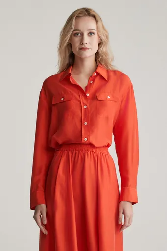 KOŠILE GANT REL HABOTAI SILK SHIRT ORANGE RED