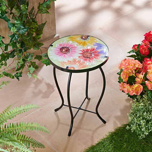 Skleněný stolek Květy