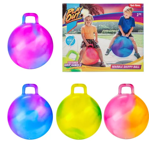 Míč skákací s úchytem 45 cm mix barev v krabičce