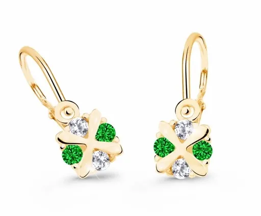 Cutie Jewellery Zlaté dětské náušnice C2153-10-X-1 zelená