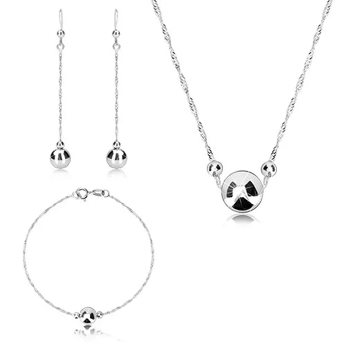 Trojset, stříbro 925 - kulička se dvěma menšími kuličkami, spirálovitý řetízek