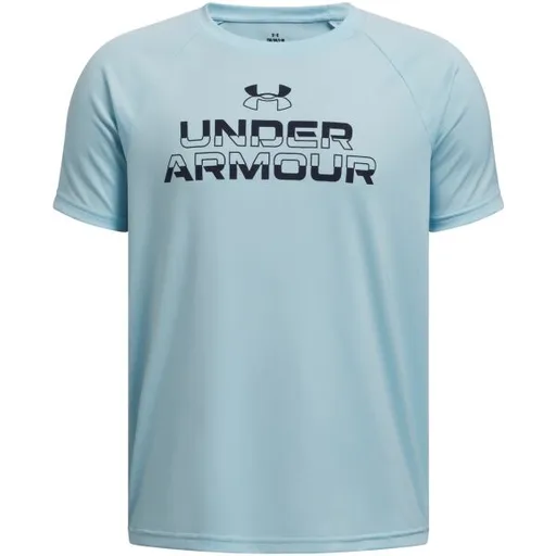 Under Armour SPLIT WORDMARK Chlapecké triko, světle modrá, velikost M
