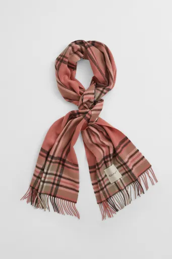 ŠÁLA GANT TARTAN CHECK WOOL SCARF FADED BRICK