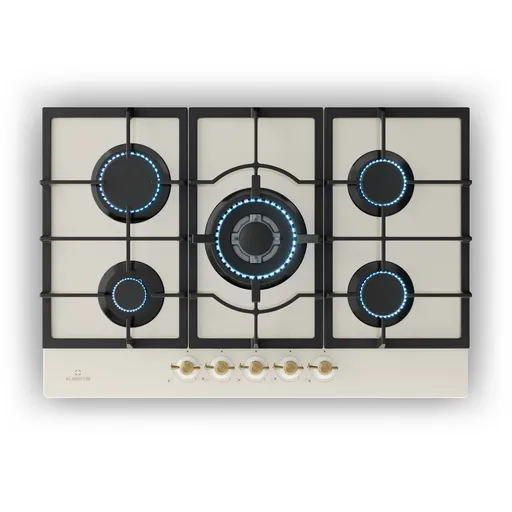 Klarstein Victoria 5, plynová varná deska, 5 hořáků Sabaf, sklokeramický povrch, retro design