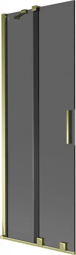 MEXEN/S Velar dvoukřídlá posuvná vanová zástěna 75 x 150, grafit, zlatá 896-075-000-41-50