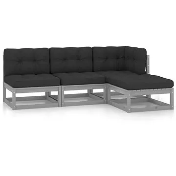 4dílná zahradní sedací souprava s poduškami masivní borovice, 3076536 (3076536)