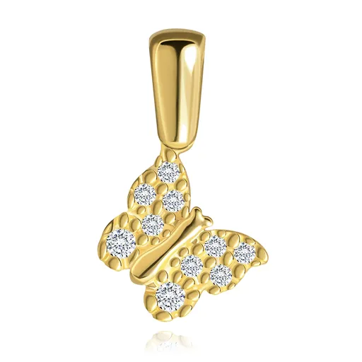 Přívěsek ze 14K zlata - motýlek se strukturovanými křídly a zirkony