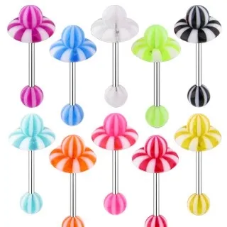 Piercing do jazyka UV kulička a kolečko - Barva piercing: Černá