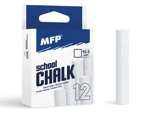 Křídy M bílá čtyřhranné  12 ks v krabičce neprášivá