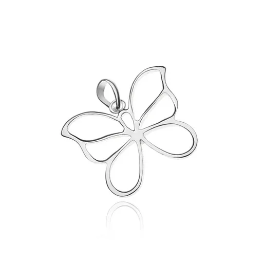 Stříbrný přívěsek 925 - motýl, lesklá obrysová křídla, lehce zahnutá