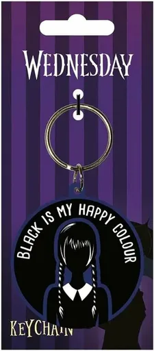 Wednesday gumová klíčenka – "Black Is My Happy Colour"