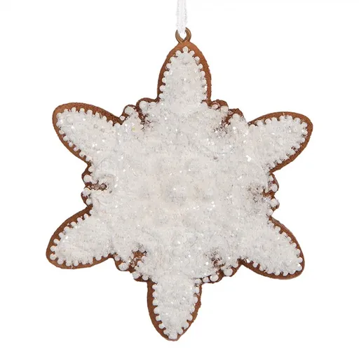 Závěsná dekorace perníková vločka Frosted Ginger - 9*1*10 cm Clayre & Eef