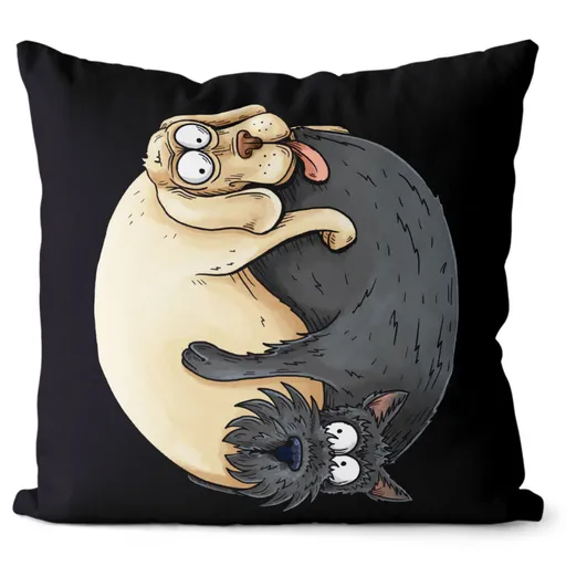 Polštář Jin Jang – psi (Velikost: 55 x 55 cm)