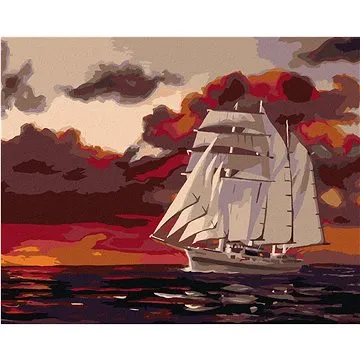 Zuty - Malování podle čísel - BÍLÁ PLACHETNICE ZA SOUMRAKU (D. RUSTY RUST), 80x100 cm, vypnuté plátn (HRAmmb02249nad)
