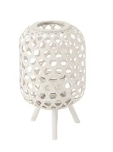 Dřevěná bílá lucerna na nožičkách Magali - Ø 31*52 cm J-Line by Jolipa