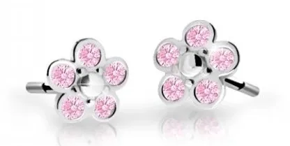 Cutie Jewellery Dětské kytičkové náušnice z bílého zlata C2744-30-X-2 růžová