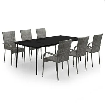 7dílný zahradní jídelní set šedočerný, 3099411 (3099411)