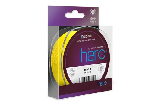 Delphin Šňůra Hero 8 fluo žlutá,Delphin Šňůra Hero 8 fluo žlutá