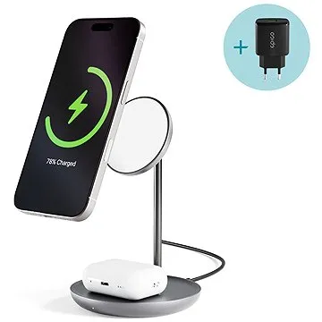 Epico 2in1 bezdrátová nabíječka s podporou uchycení MagSafe II - vesmírně šedá (9915101900031)