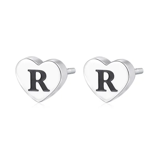 S'Agapõ Ocelové náušnice s písmenem R Click SCK110