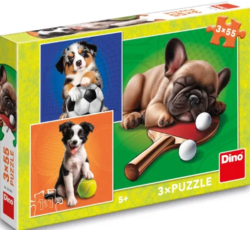 Puzzle Psí sportovci 3x55 dílků