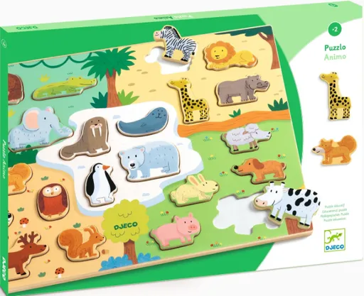 Dřevěné vkládací puzzle Puzzlo Animo