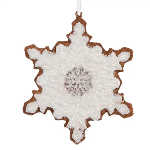 Závěsná dekorace perníková vločka Frosted Ginger - 9*1*10 cm Clayre & Eef