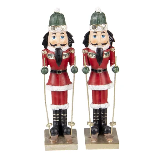 1 ks dekorativní soška Louskáčka na lyžích - 6*4*17 cm Clayre & Eef