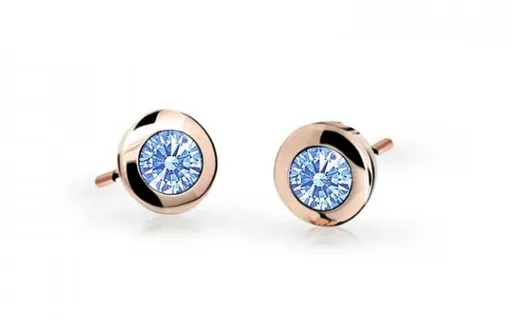 Cutie Jewellery Dětské náušnice z růžového zlata C1537-30-X-4 světle modrá