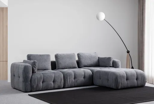 Rohová sedací souprava Amaris 3 Seater With Pouffe - Grey