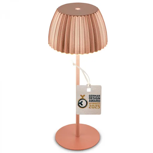 BRILONER Nabíjecí stolní lampa Riffle - 36,5 cm, 2W, 200lm, IP44, bezdrátová, LED, stmívatelná, dotykový vypínač, měď 7553013