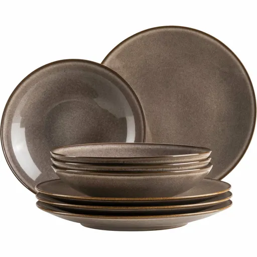 Mäser Sada mělkých a hlubokých talířů 8 ks SMOKY'S – hnědá