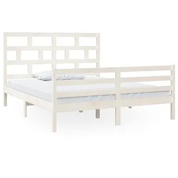 Rám postele bílý masivní borovice 160 × 200 cm, 3101294 (3101294)