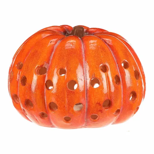 Podzimní LED dekorace Dýně s otvory, 33 x 33 x 21 cm, magnesium