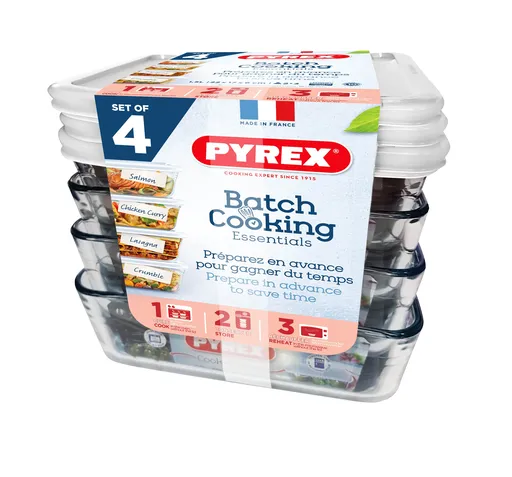 Sada skleněných dóz s víčkem PYREX 4x1500ml