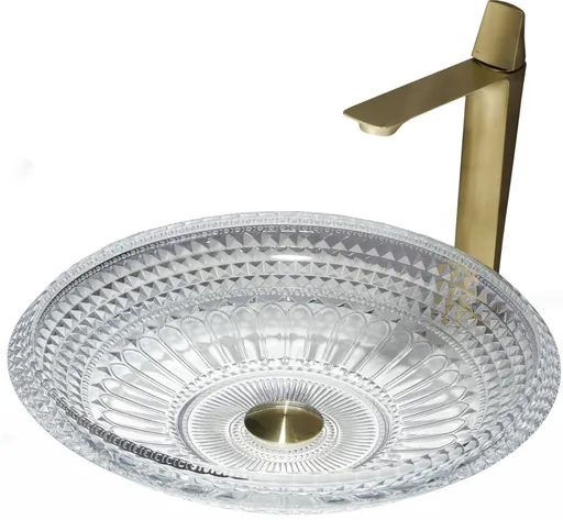 MEXEN Heba skleněné umyvadlo na desku 45x45, transparent 24064500